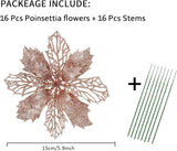 Flores Poinsettia Artificial 16 Pcs - Wironlst Decoraciones Navidad