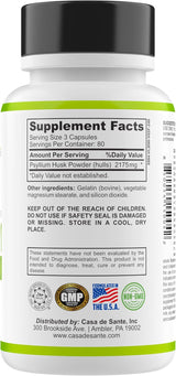 Suplemento de fibra Psyllium Caps, Non GMO, Bajo en FODMAP