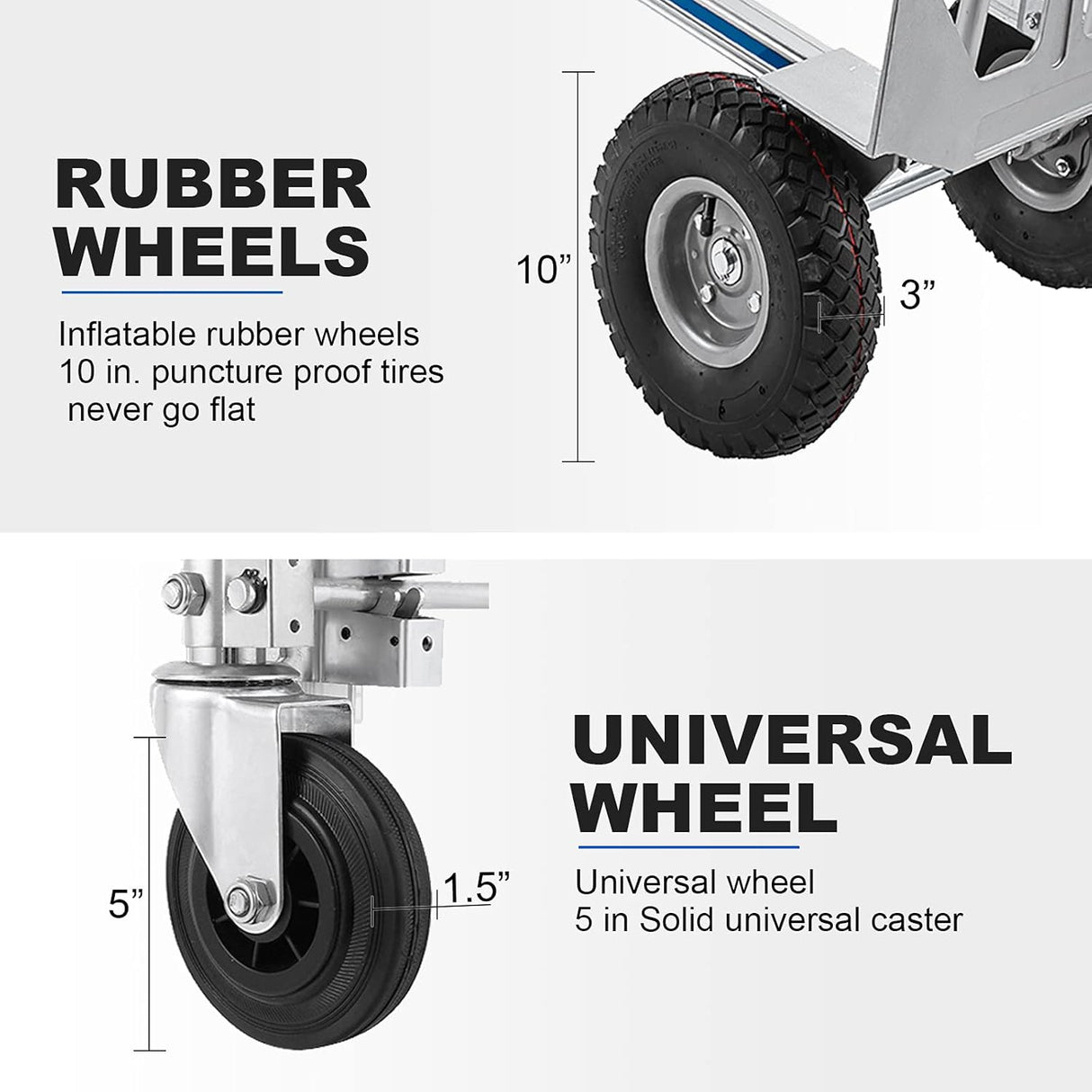 Carretilla 3 en 1, capacidad 1000 lbs, ruedas neumáticas 10