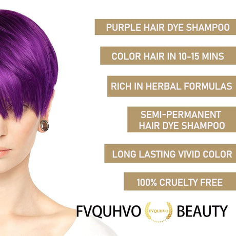 Champú de tinte para el cabello morado 3 en 1