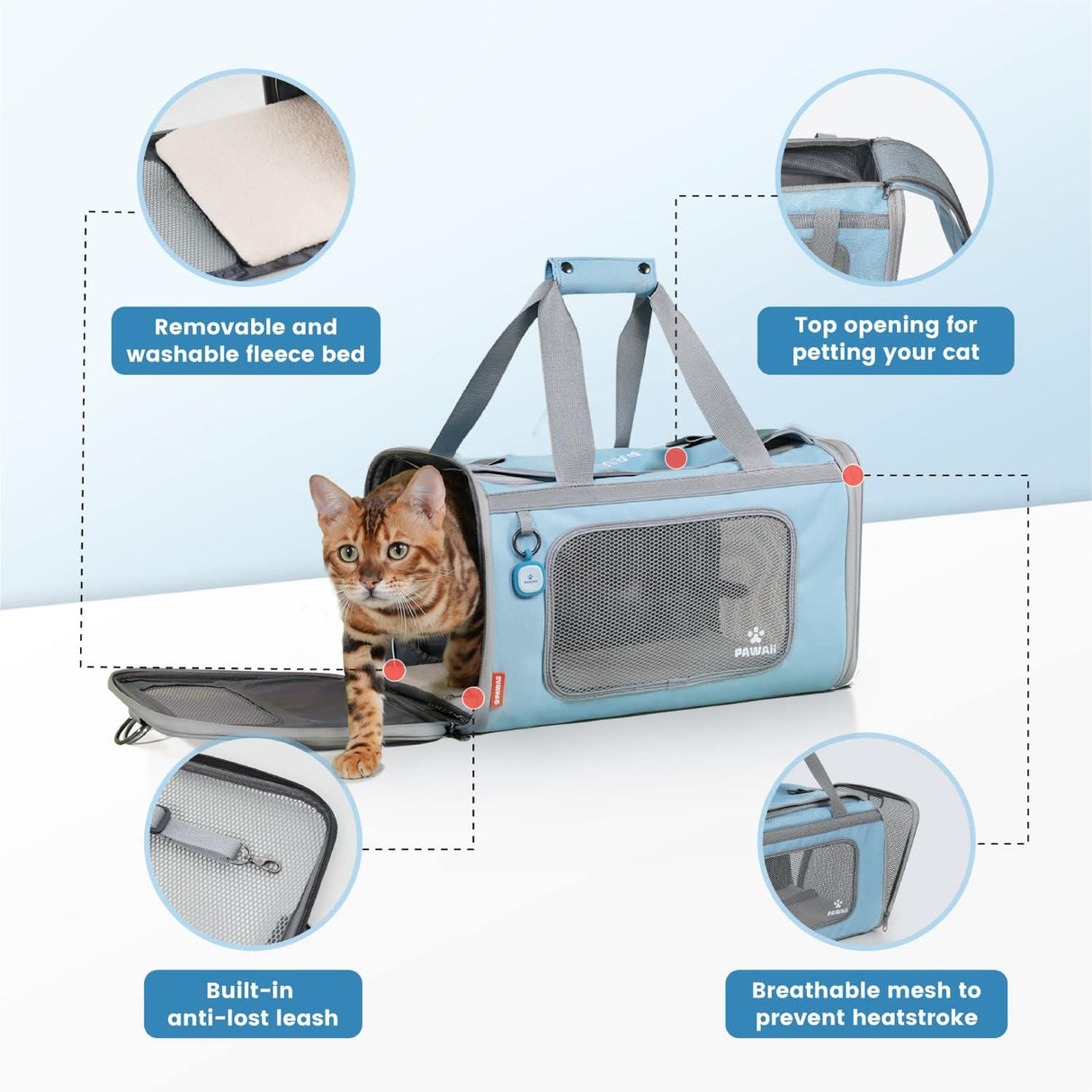 Transportadora de Mascotas Pawaii, Plegable y Cómoda