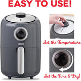 Freidora de Aire Compacta DASH, 2 Qt, Control de Temperatura