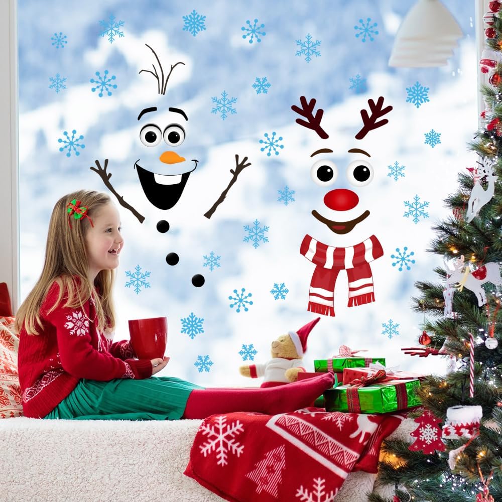 Pegatinas de Navidad para Puerta - Decoración Festiva Snowman