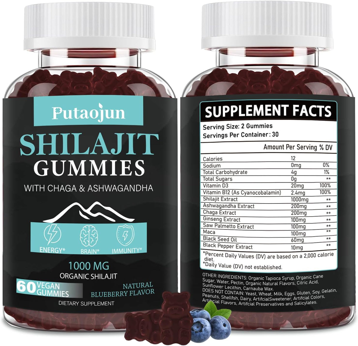 Shilajit Gummies 1000mg con Ashwagandha y más