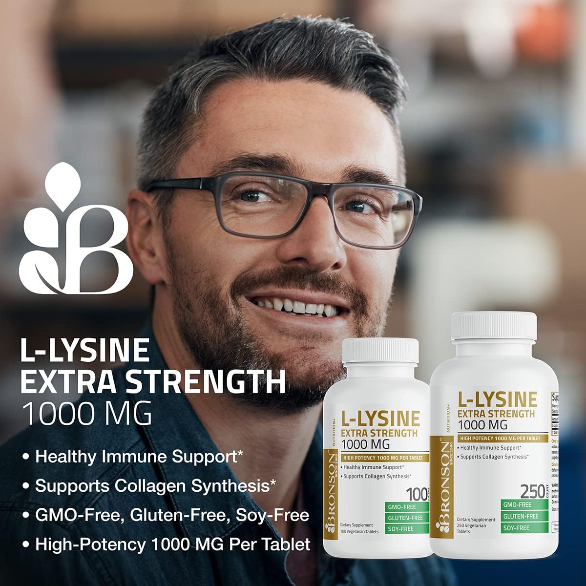 Suplemento Bronson L-Lisina Extra Strength 1000 mg 100 tab
