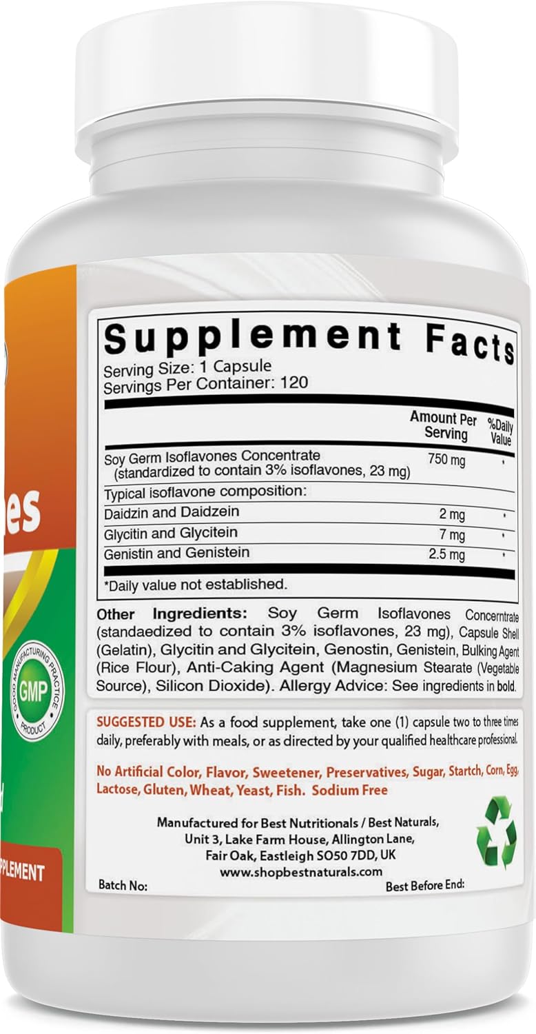 Isoflavonas de Soja 750 mg 120 Cápsulas Best Naturals 2 Pck