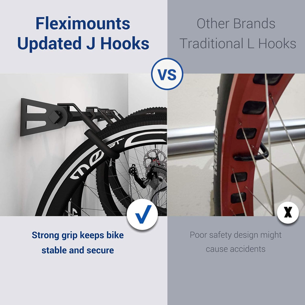 Soporte de pared resistente para 6 bicicletas, hasta 300 lb