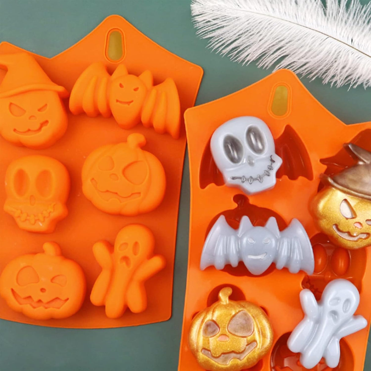 Molde de Silicona Para Muffins Halloween, 3 Pcs, Calavera, Fantasma