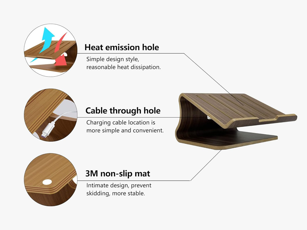 Soporte de madera para laptop portátil, Marrón SAMDI