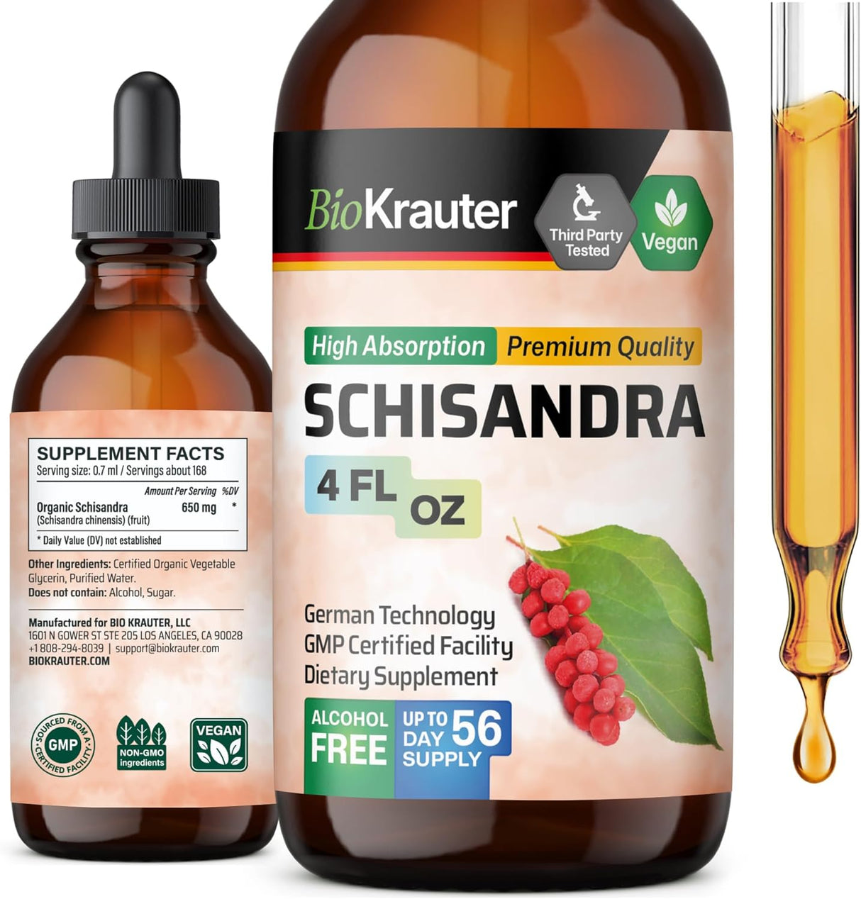 Schisandra Tintura Suplemento orgánico de Schisandra 4 onzas