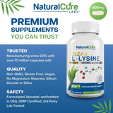 Suplemento Clean L-Lysine 600 mg 120 cápsulas Vegano