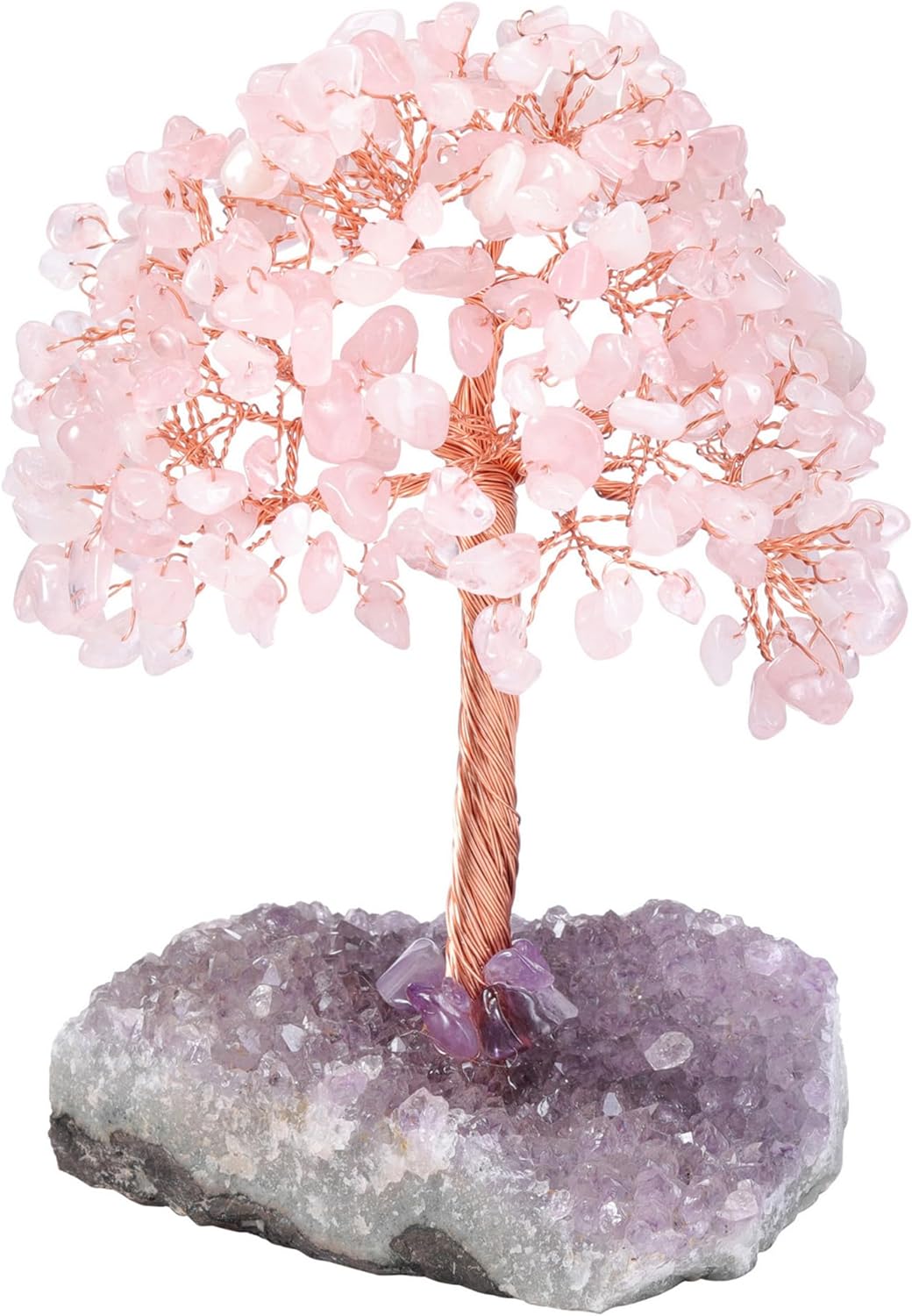 Jovivi Árbol de dinero de cristal curativo de cuarzo rosa .