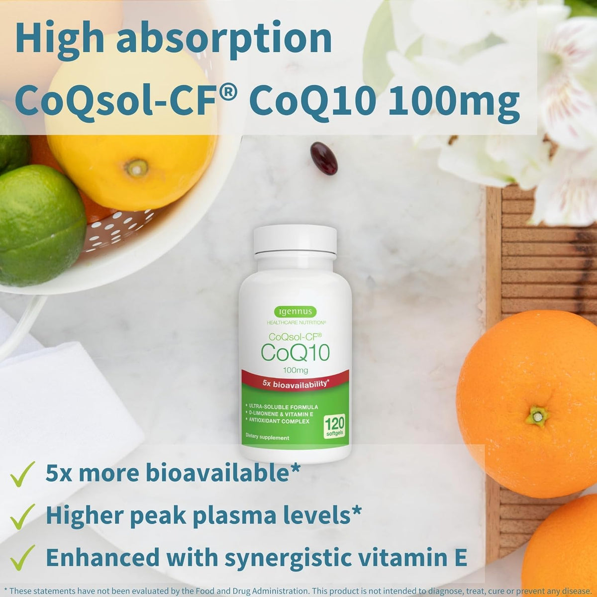 Igennus CoQ10 100mg Bioavailability D-Limonene 120 cápsulas