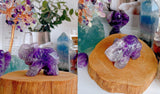 Amatista con cristales de elefante, piedras curativas