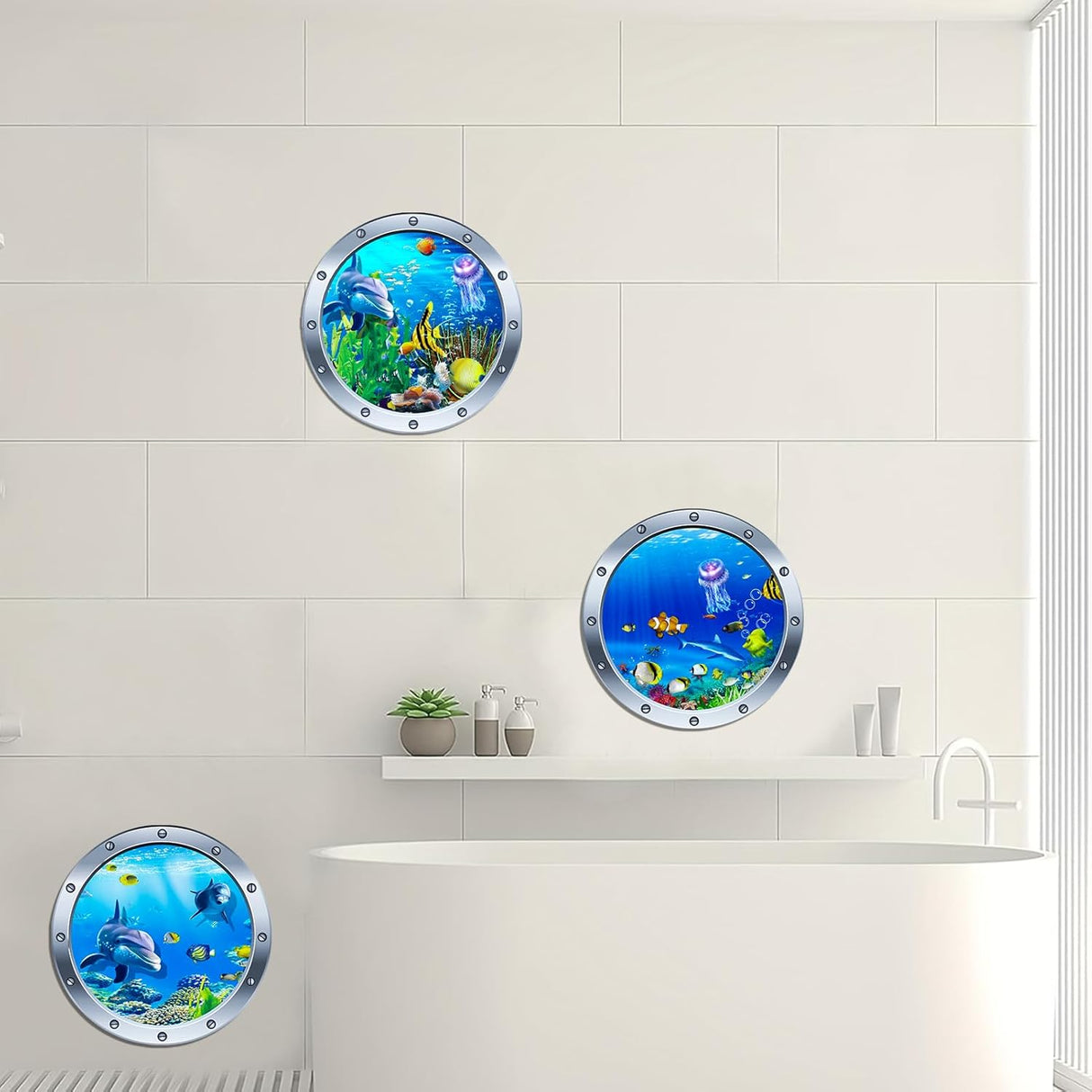 9 Piezas Stickers de Pared Ocean World, Vinilo Adhesivo 3D