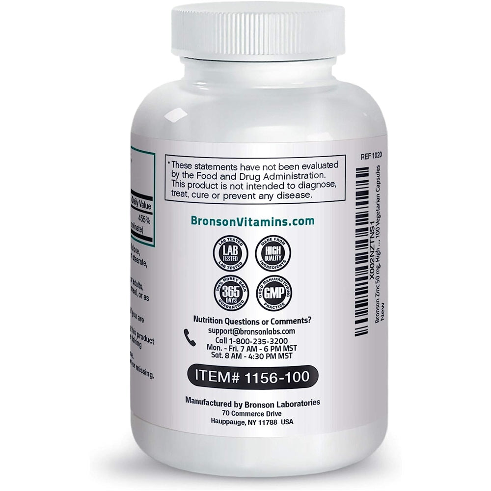 Suplementos Zinc 50mg Complejo Óxido de Zinc 50%  Picolinato