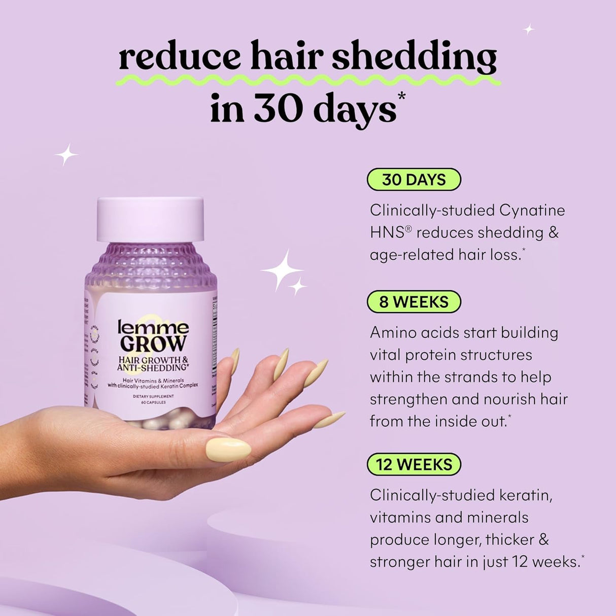 Suplemento Lemme Grow para el Crecimiento del Cabello, 1 Mes