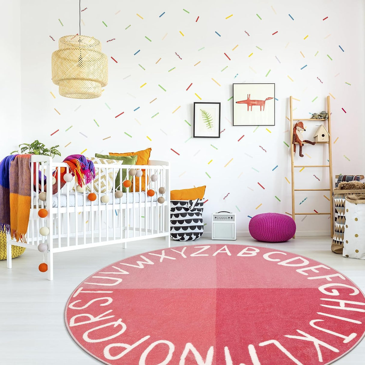 Alfombra Redonda Lavable para Niños, LIVEBOX, 71 ABC