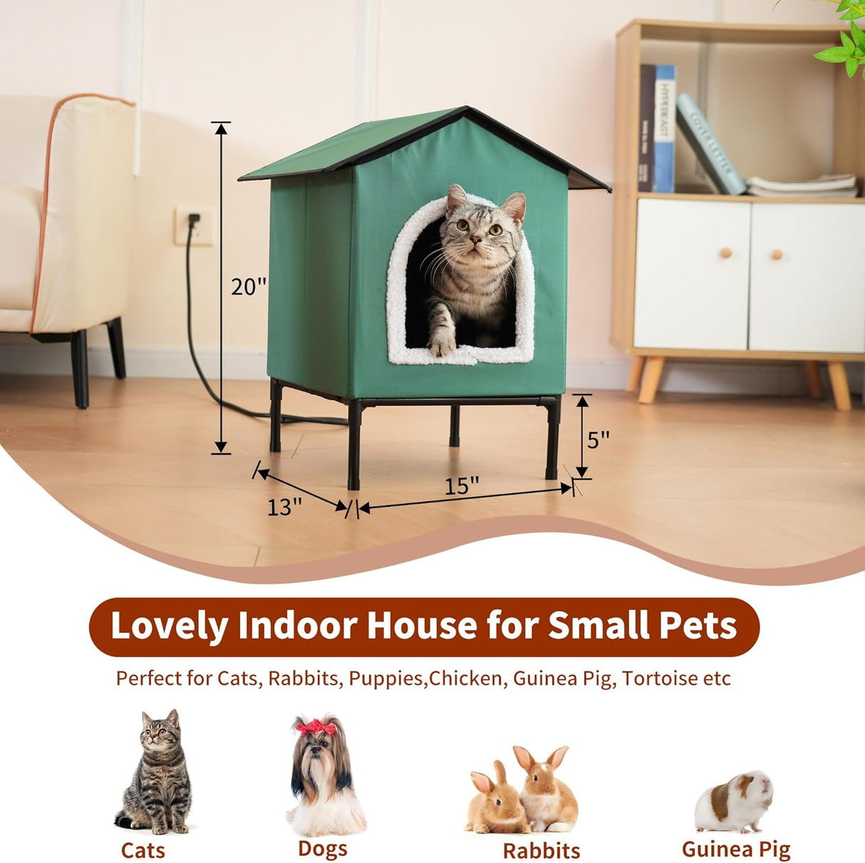 Casa Calentada para Gatos, Elevada e Aislada, Modelo Medio