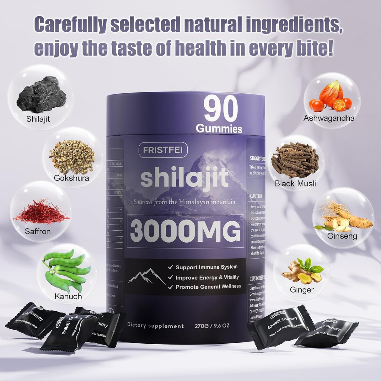 Gomitas de Shilajit Himalaya Naturales Orgánicas 90u