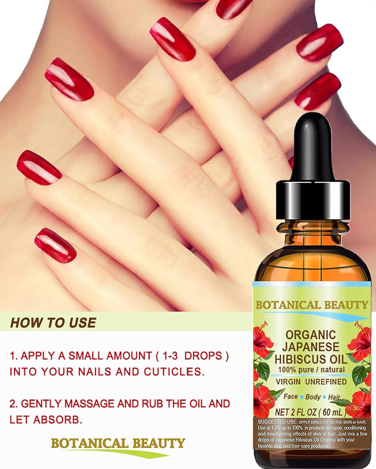Aceite de Hibisco Orgánico Virgen para Rostro, Piel y Cabello