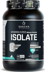 SASCHA FITNESS Proteína de Suero Hidrolizada, 2 lb, Cookies & Cream