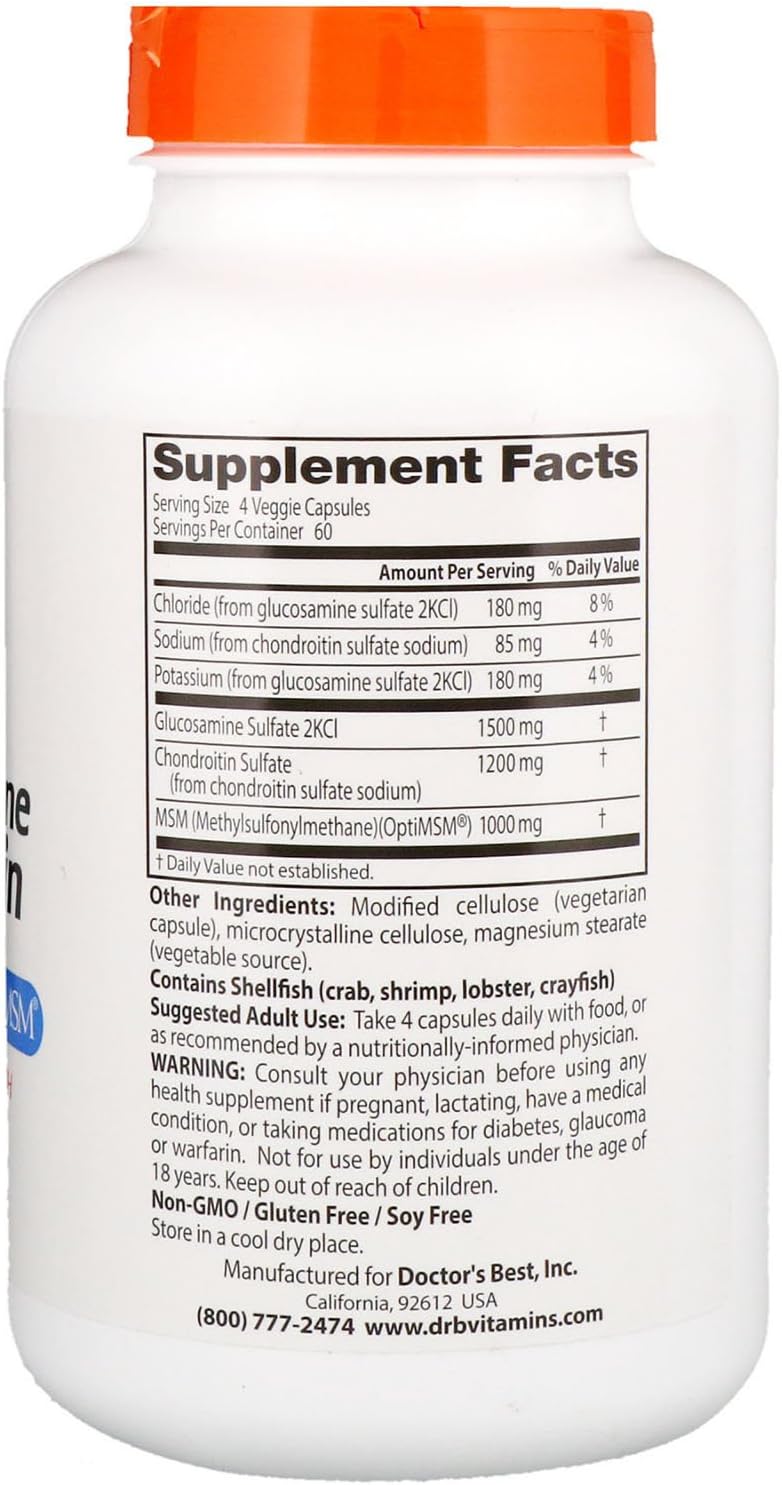 Suplemento Articular, Doctor's Best, Glucosamina y MSM, 240 Caps
