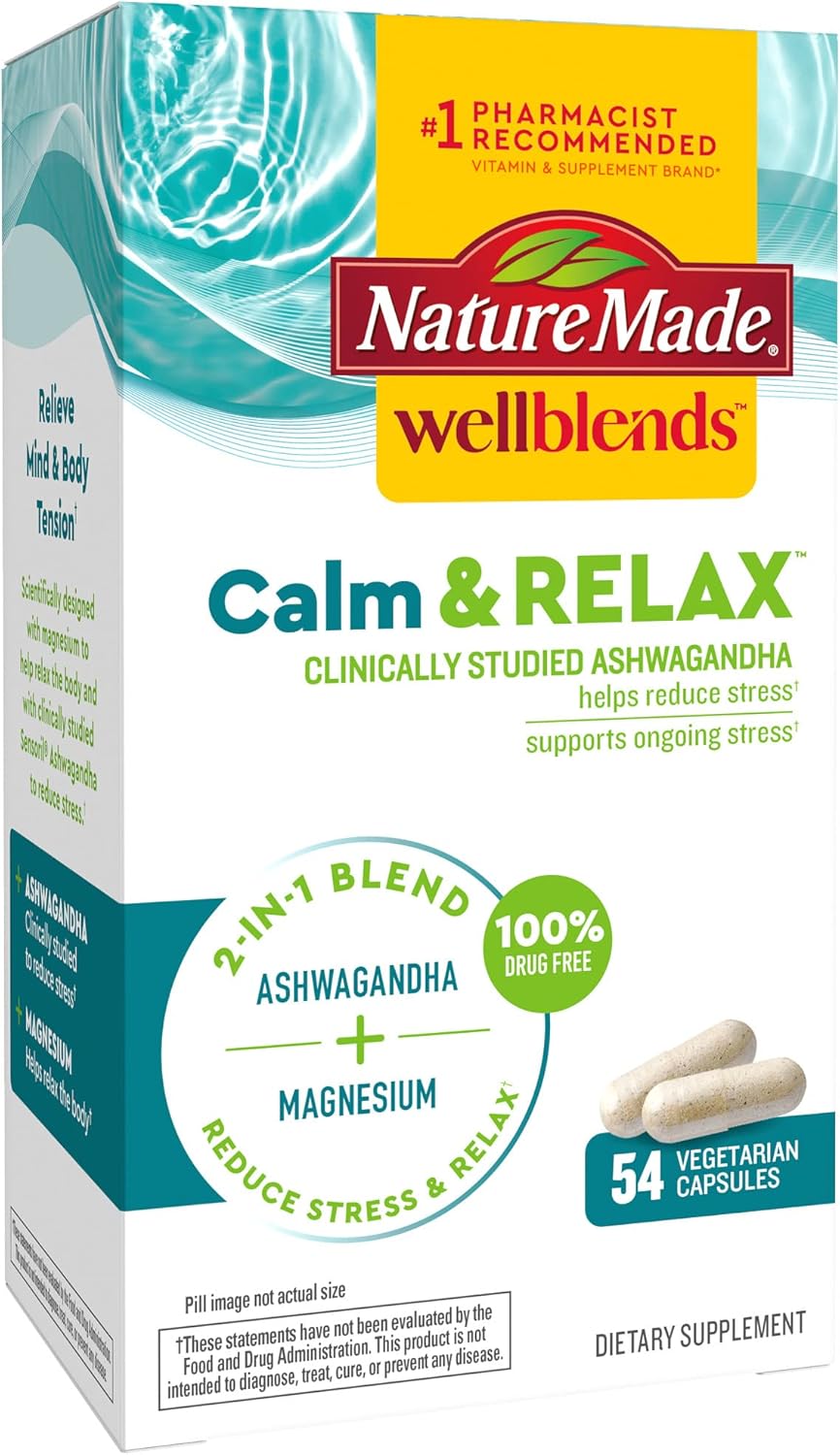 Suplemento Nature Made  Ashwagandha 125 mg magnesio  54 cáp