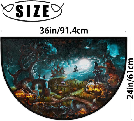 Felpudo Semicircular Halloween, Absorbente y Lavable, Modelo 2023