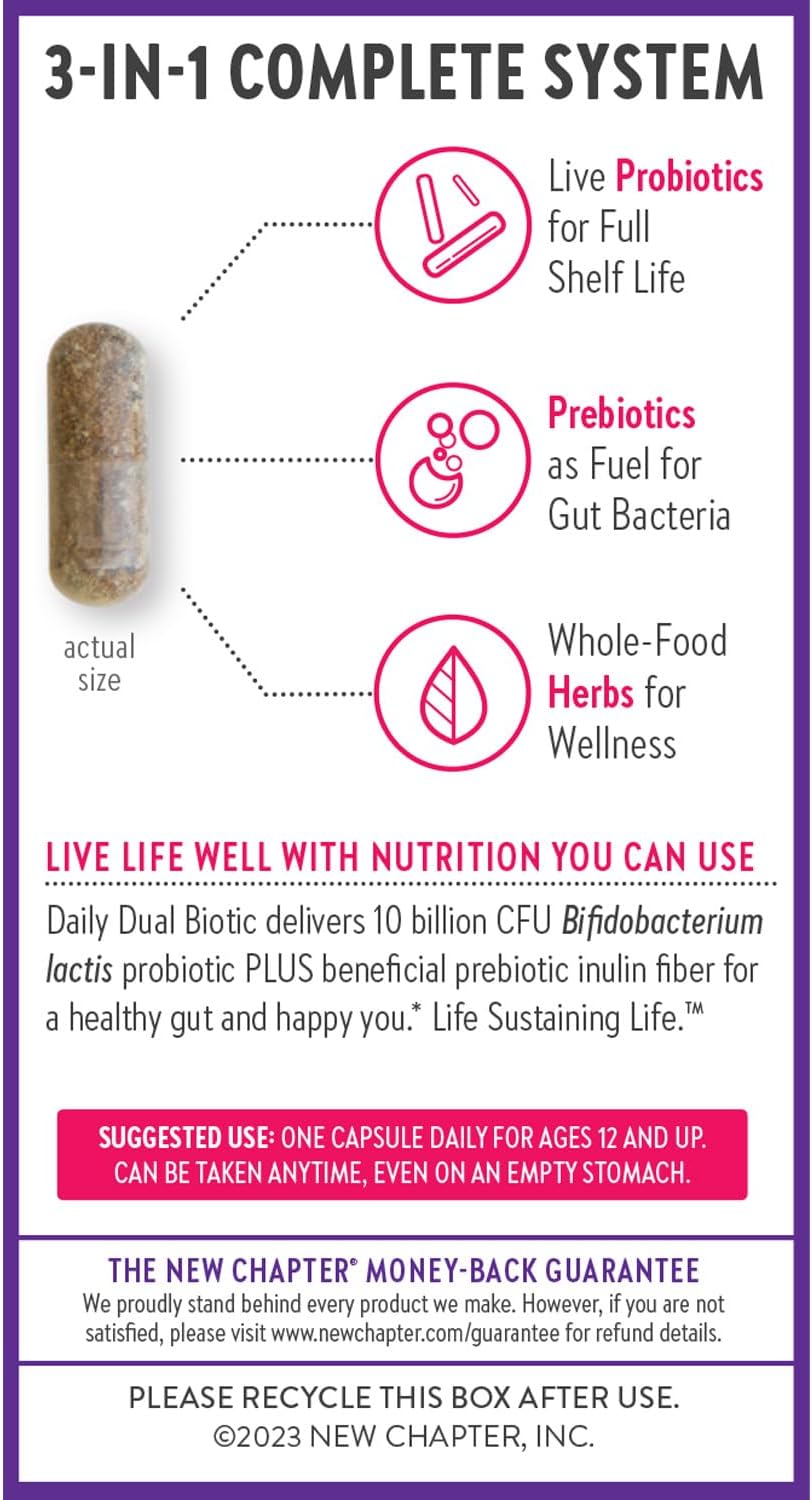 Nuevo Capítulo Daily Dual Biotic Probiótico + Prebiótico, 60 cápsulas