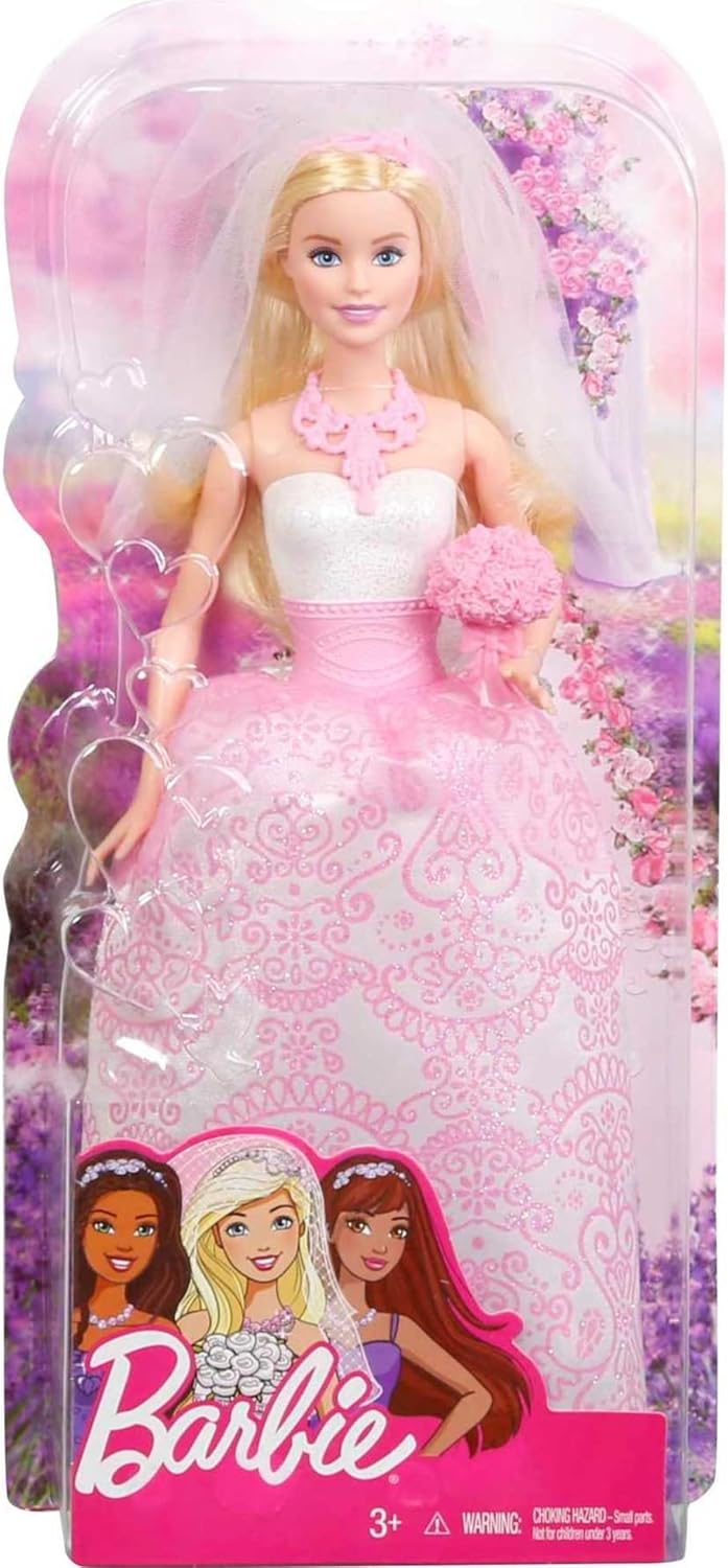 Barbie Conjunto de Ropa y Accesorios para Novia, Blanca y Rosa