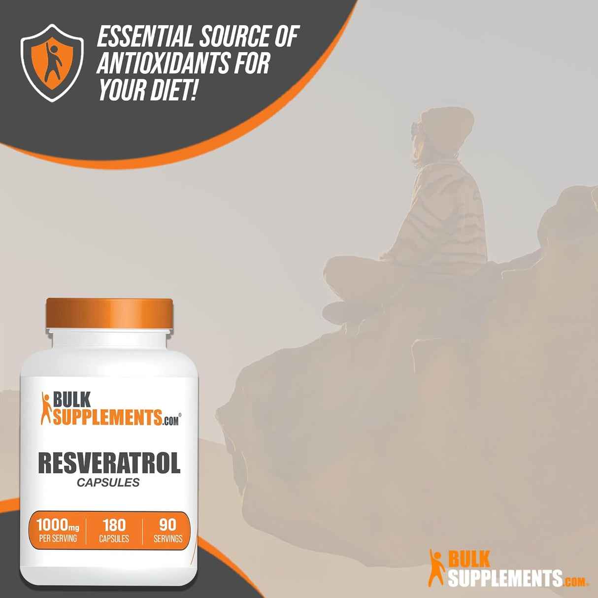 Suplemento BULKSUPPLEMENTS de resveratrol 1000mg 180 cáp