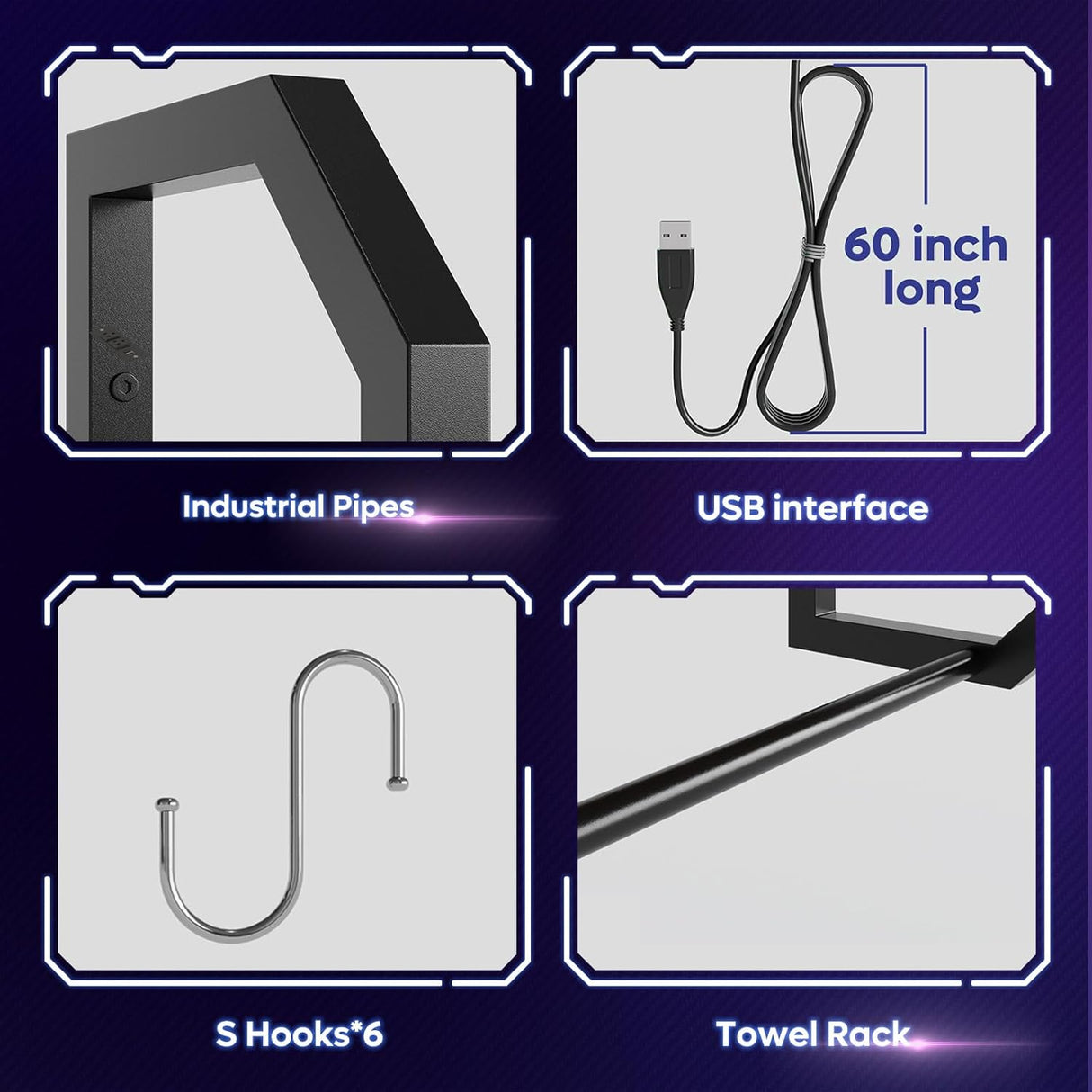 Estantería Flotante LED Bestier, 34 con 6 Ganchos S-Hook