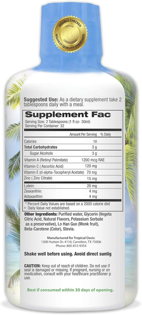 Suplemento Liquid 20/20 Vision  vitaminas para los ojos 32oz