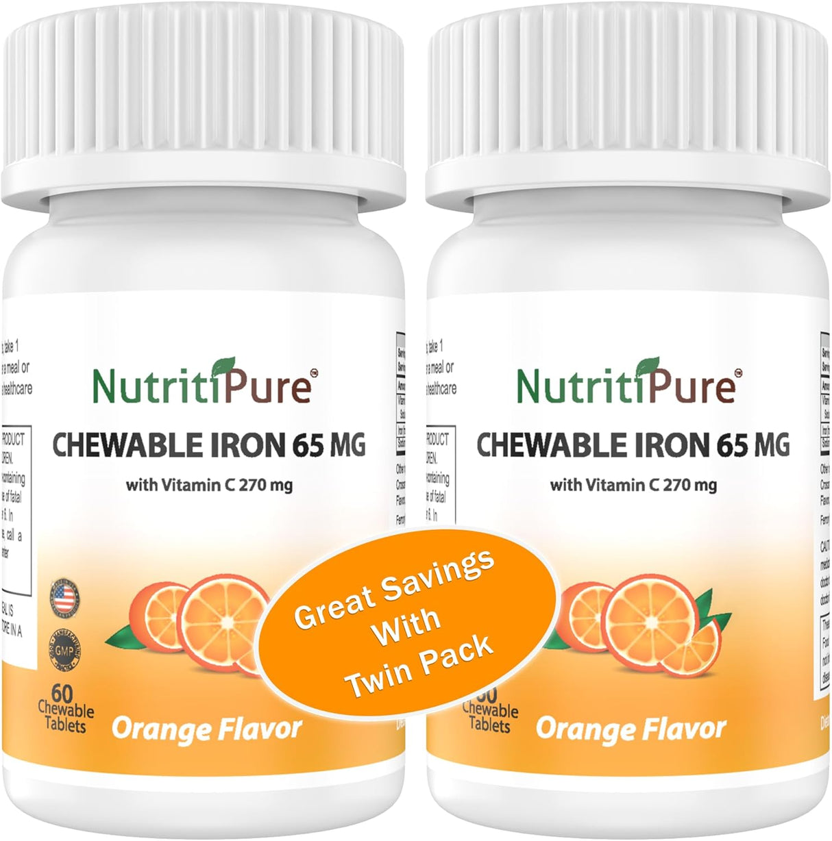 Suplemento Hierro masticable 65 mg con vitamina C 270 mg
