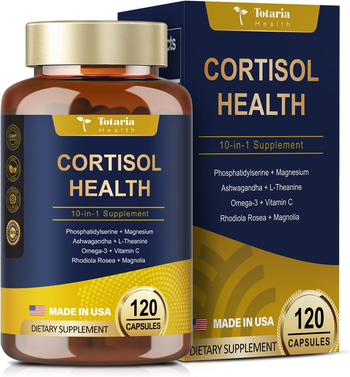 Suplemento de Cortisol, Marca XYZ, 120 Cápsulas Veganas