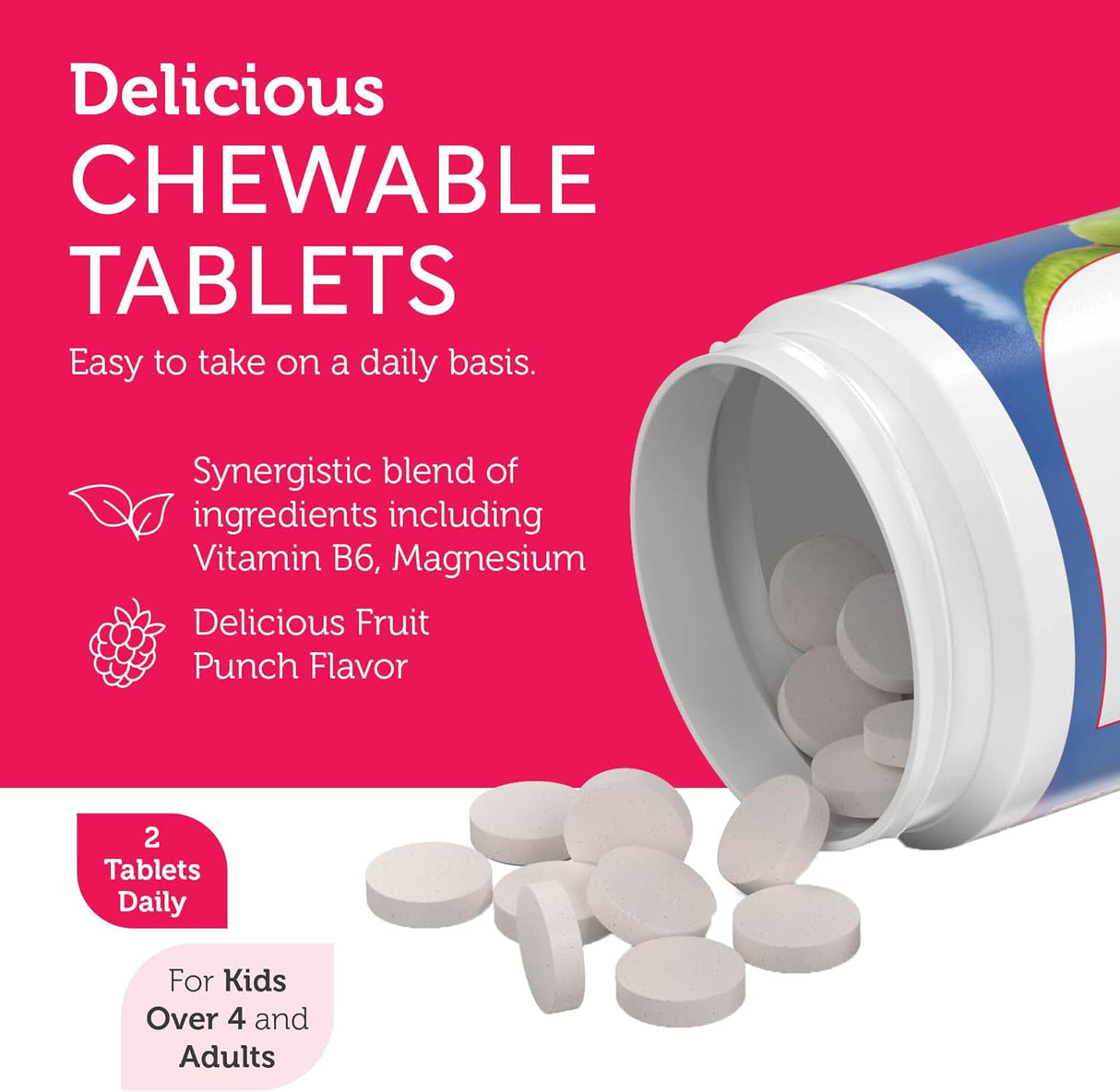 Suplemento  Kosher Fruit Punch Magnesio masticable 60 tabl
