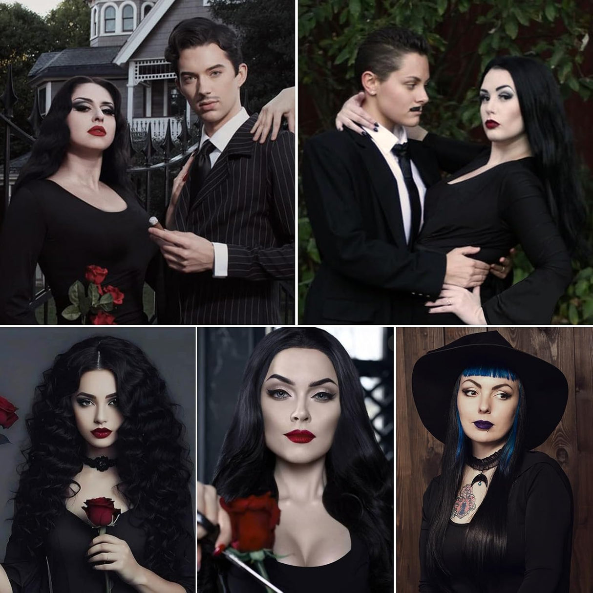 Disfraz Morticia YOGFIT con mangas de murciélago para Halloween