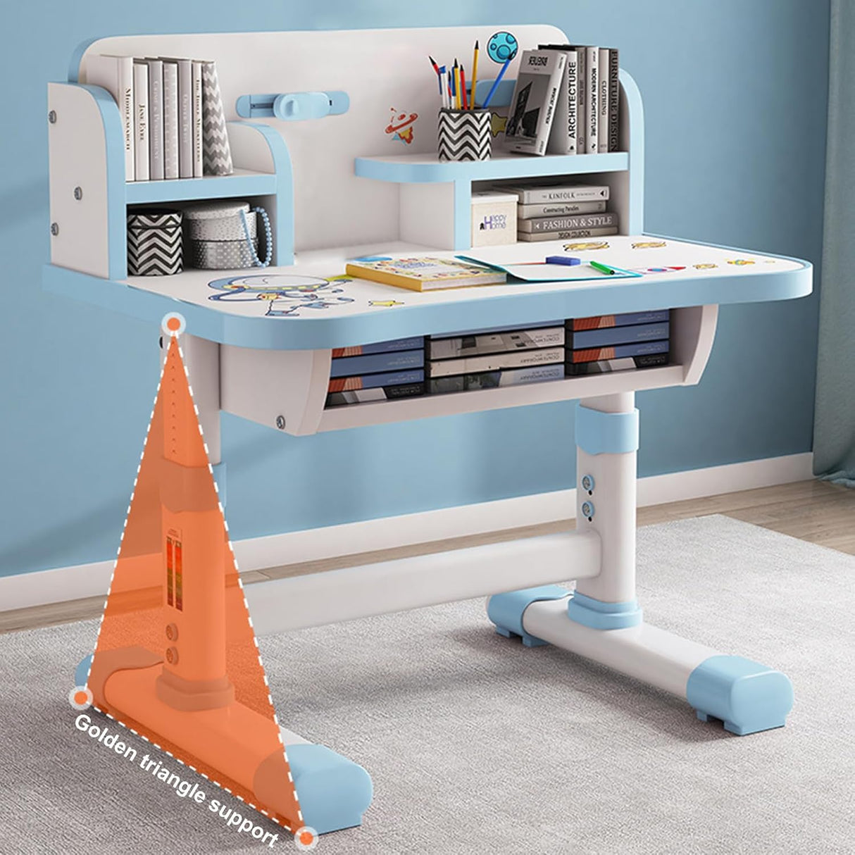 Juego de Escritorio y Silla Ajustable para Niñas, Ergonómico