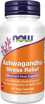 Suplemento Ashwagandha Stress Relief NOW, Relax y Sueño, 60 Veg