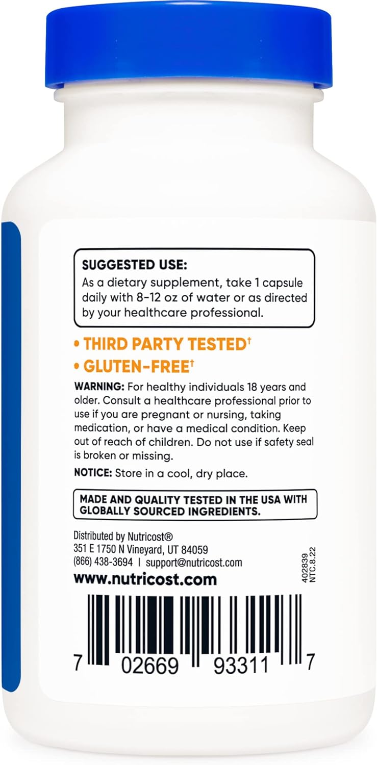 Suplemento Nutricost  120 cápsulas con Bioperine 1 botella