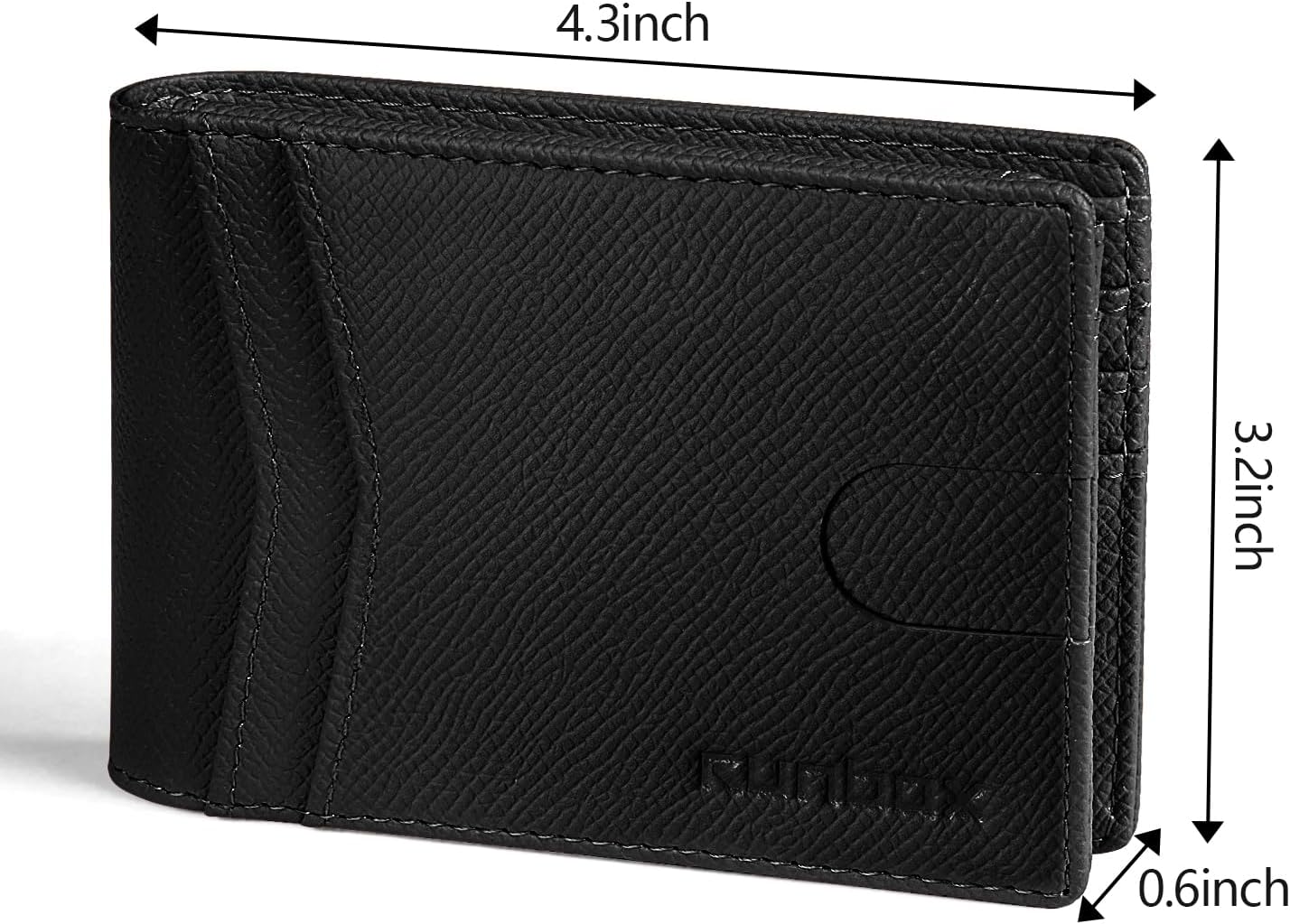 Billetera RUNBOX para hombres Slim RFID, 2 ventanas para ID