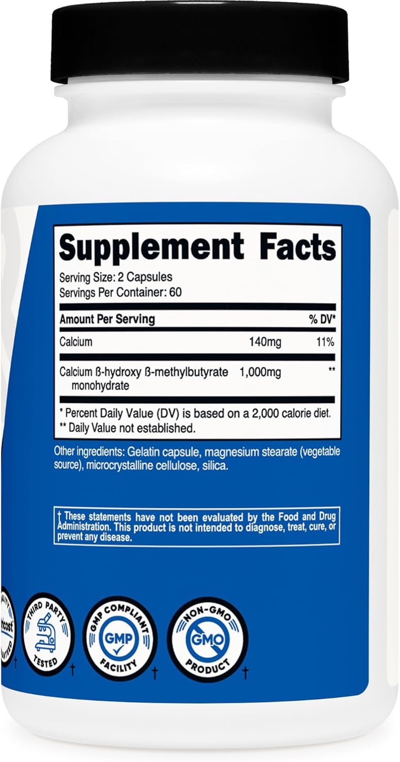 HMB Nutricost 1000mg, 120 Cápsulas, Gluten Free, Non-GMO