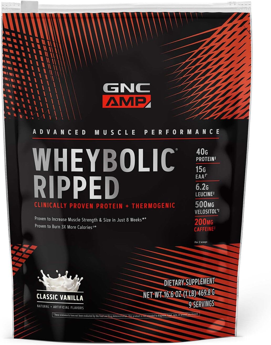 Proteína GNC AMP Wheybolic Ripped con Cafeína, 9 Servs