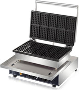 Máquina de Waffles 110V, 1600W, 10 Rejillas, Acero Inoxidable