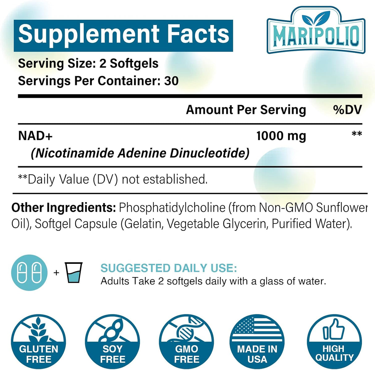 Suplemento liposomal NAD+ 1000 mg   Pontecy NAD más alto 60u