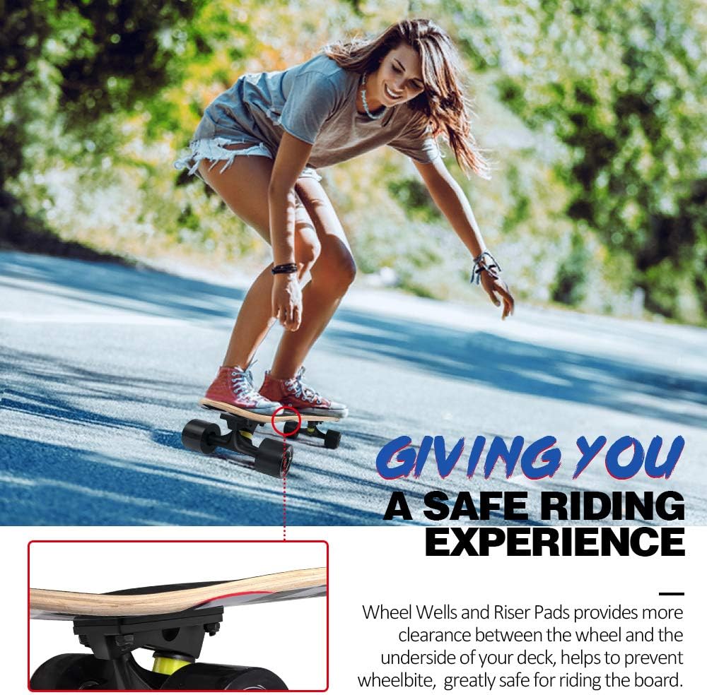 Patineta completa para principiantes, 27 x 8 pulg, 7 capas, doble kick