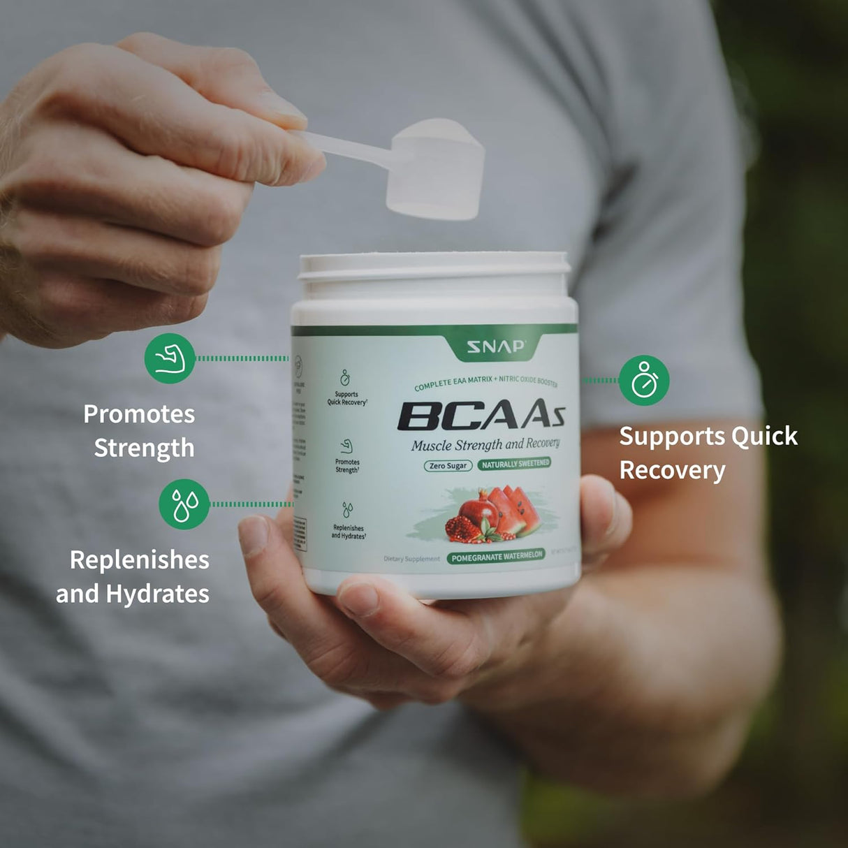 Suplemento BCAA Snap - Energía y Recuperación - 30 Porciones