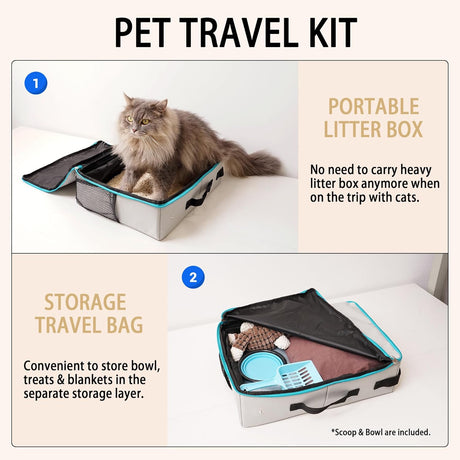 Caja de arena de viaje portátil para gatos PETKARAY