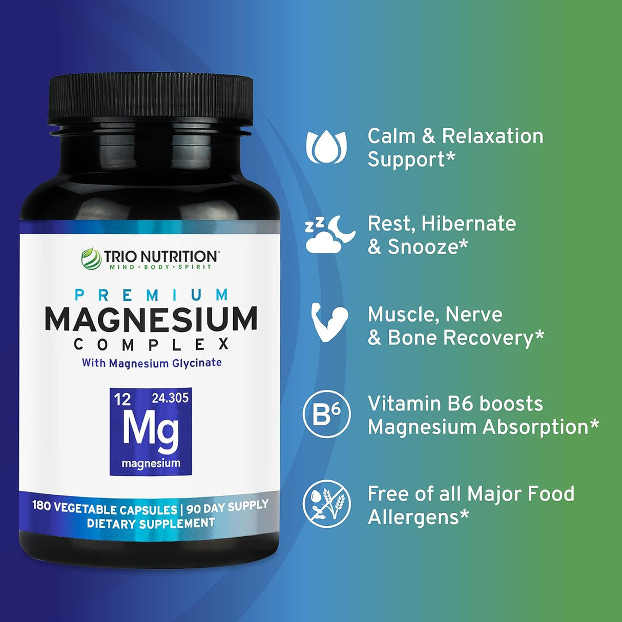 Trio Nutrition Magnesio Complejo 90 Días Calm Relajación